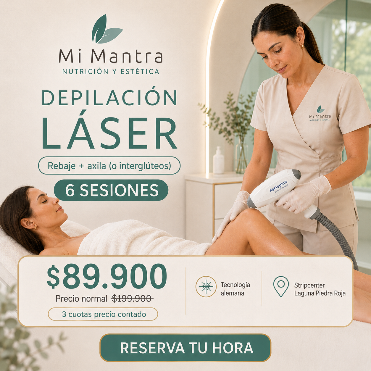 Depilación  rebaje + Axila (o intergluteo)