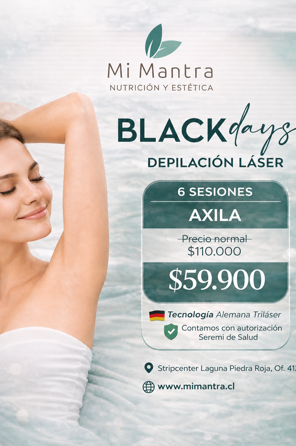 6 sesiones Depilación láser axilas